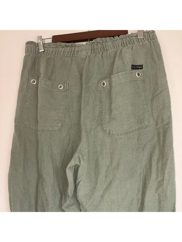 Social Standard by Sanctuary Olive Green Linen-Blend Joggers XL - Image 6