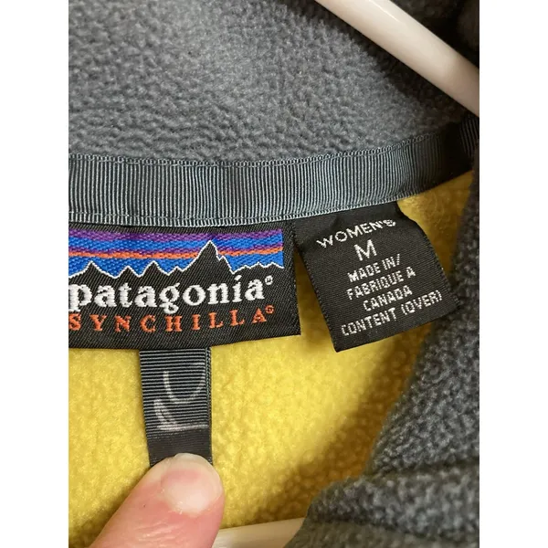 Patagonia Synchilla Vest Full Zip Fleece Vintage Y2K Bright Yellow Sz Md - Image 2