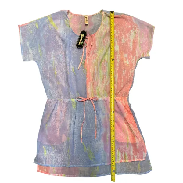 Shoreline Pink Blue Tie Dye Semi Sheer Swimsuit Cover Up Size 1X - Image 4