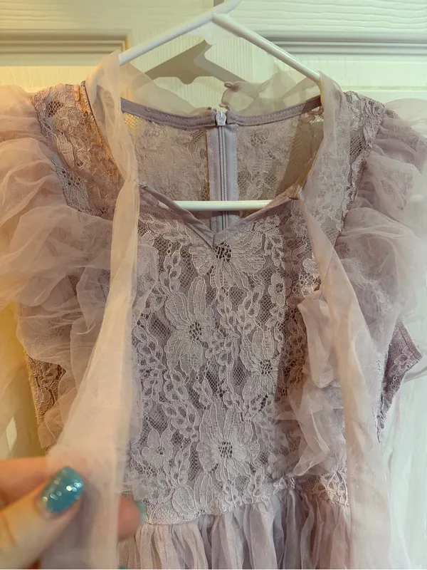Lavender Tulle Lace Theater Costume Dress - Elegant Princess Style - Image 3