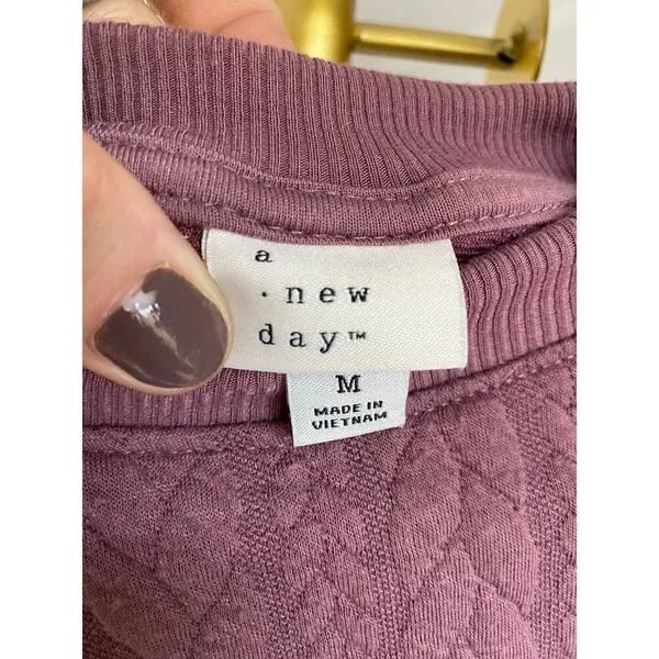 A New Day Quilted Cable Knit Sweatshirt Quiet Luxury Parisian Cozy Pullover Y2K - Image 6