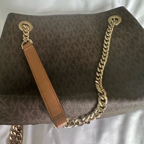 Michael Kors mini Dark Brown Shoulder Bag with Gold Chain - Image 10