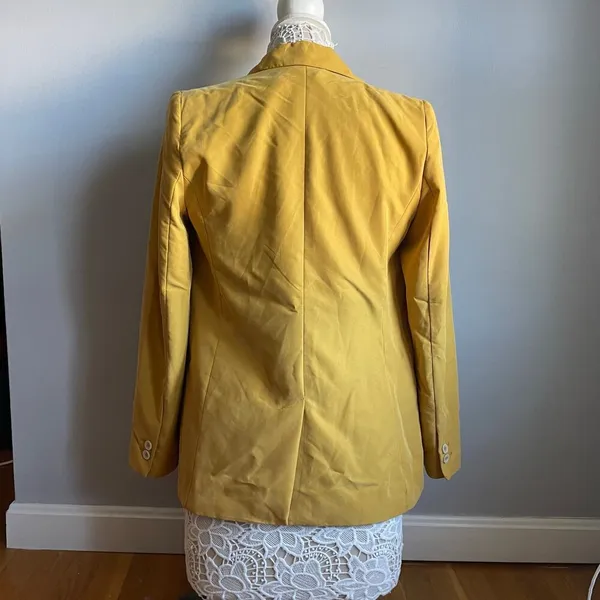 Mango Suit Mustard Yellow Double Breasted Blazer Business Casual Quirky sz 2‎ - Image 4