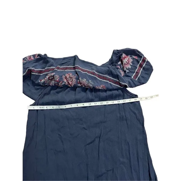 Knox Rose Women's Navy Blue Cross Stitched Floral Off The‎ Shoulder Dress sz XL - Image 4