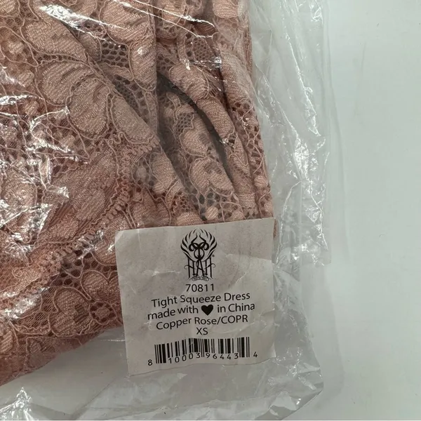 We Are‎ HAH Tight Squeeze Bodycon Mini Dress Copper Rose Lace Lined Size XS NEW - Image 16