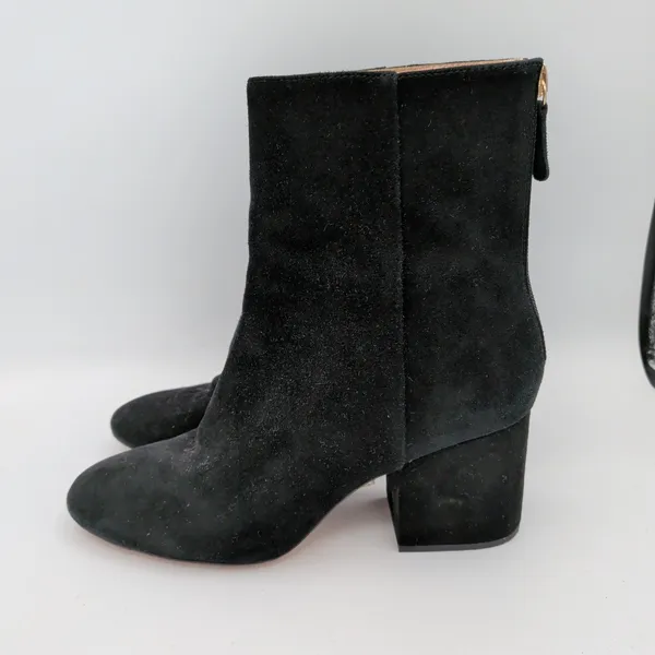 J.Crew Sadie Black Suede‎ Block Heel Ankle Boots K0055 Round Toe Womens 8.5 - Image 2
