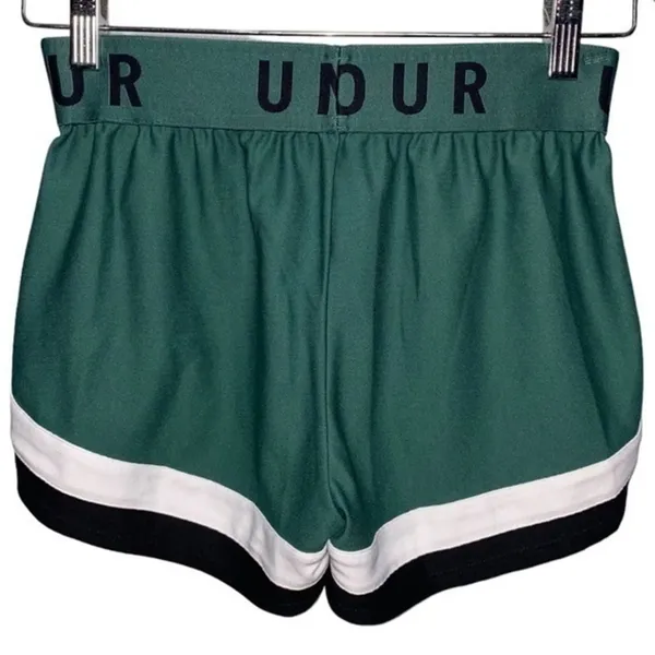 Under Armour Women’s Size XS Forest Green White Black Heatgear Activewear Shorts - Image 2