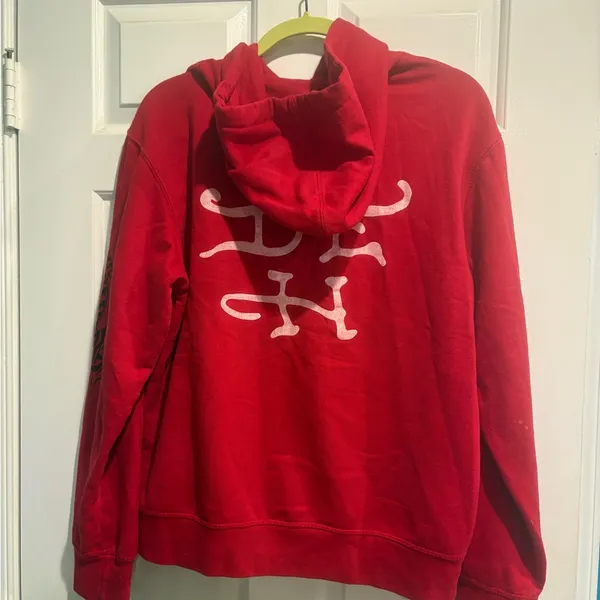 Ed Hardy Eagle & Skull Hoodie sweatshirt New York Red sz M women’s - Image 4