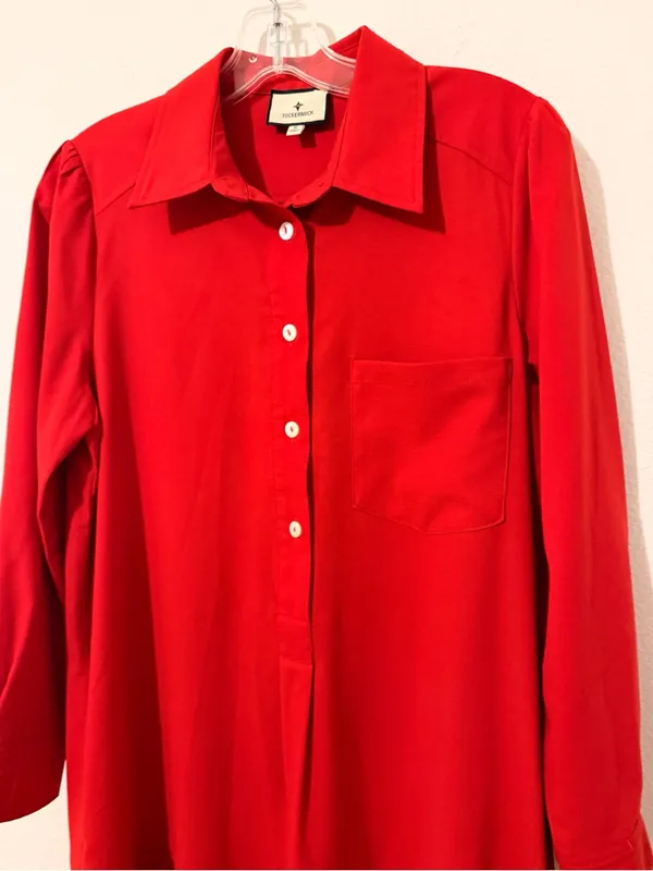 Pomander Place Callahan Shirt Dress Red Crepe TUCKERNUCK Size Small S * - Image 3