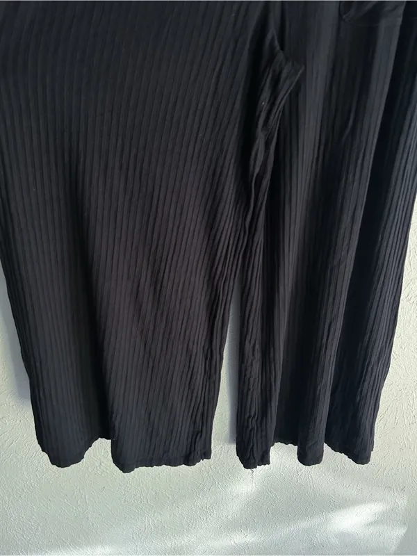 FP Movement Blissed Out Wide Leg Pants Black Ribbed High Rise Small - Image 5