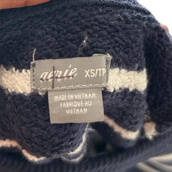 Aerie Womens Halter Neck French Terry Tank Top XS Blue/White Stripe Pullover - Image 4