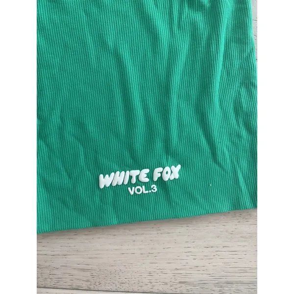 White Fox Vol 3 Ribbed Bike Shorts Green Size XL Athletic Athleisure 5 Inch - Image 4