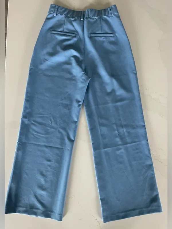 Abercrombie Sloane High Rise Pleated Wide Leg Trouser Pants Light Blue - Image 3