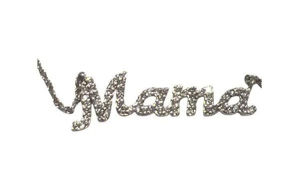 Vintage Sterling Silver Mama Script Pendant Necklace CZ Stones Estate Adj 18" - Image 2