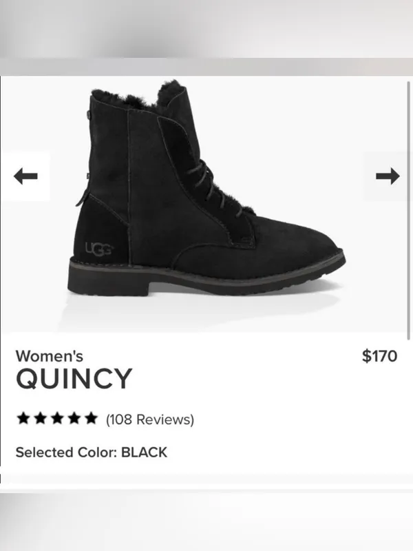 UGG Quincy Combat Boots Black Women’s Size 5 NIB Sheepskin Sold Out $170 Retail - Image 7