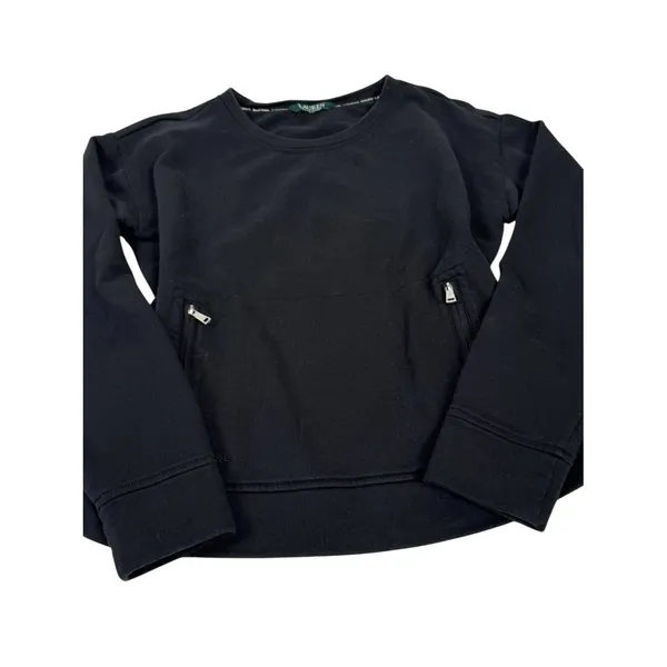 Lauren Ralph Lauren Black‎ Crewneck Sweatshirt Minimalist Pullover M/L - Image 2