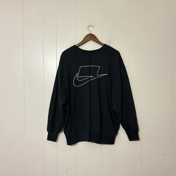 Nike Sportswear Crewneck Sweatshirt Black Back Zipper Size S Streetwear - Image 2