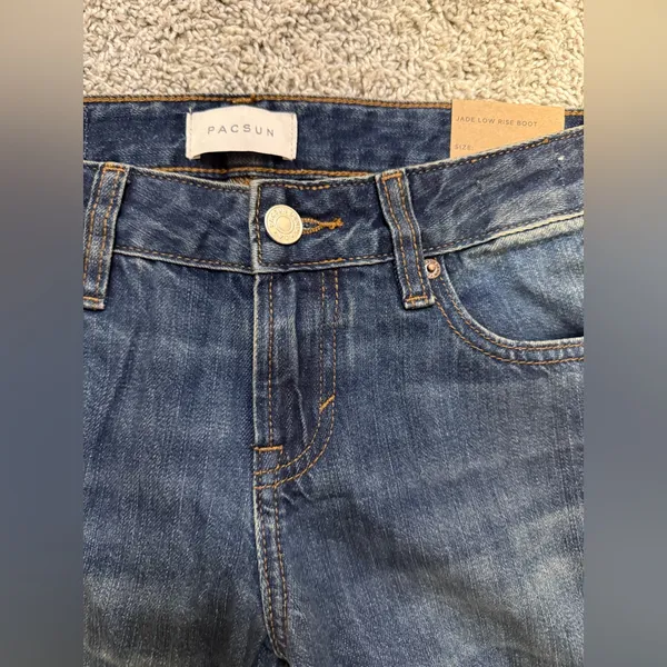 PacSun Jade Low Rise Bootcut Jeans Stretch Dark Blue Size 23 NWT - Image 6