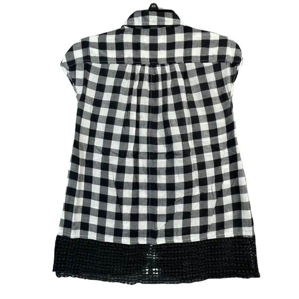 Anthropologie Holding Horses Nellie Blouse‎ XS Black White Gingham Top Boho Chic - Image 4