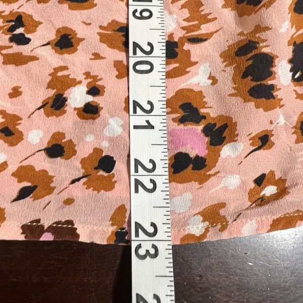 Paige Cicely Silk Camisole Leopard Floral Cinch Front Pink Tan Small - Image 11