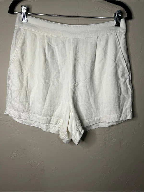 Abercrombie & Fitch White Linen‎ Viscose Pull On Lined Summer Shorts - Image 2