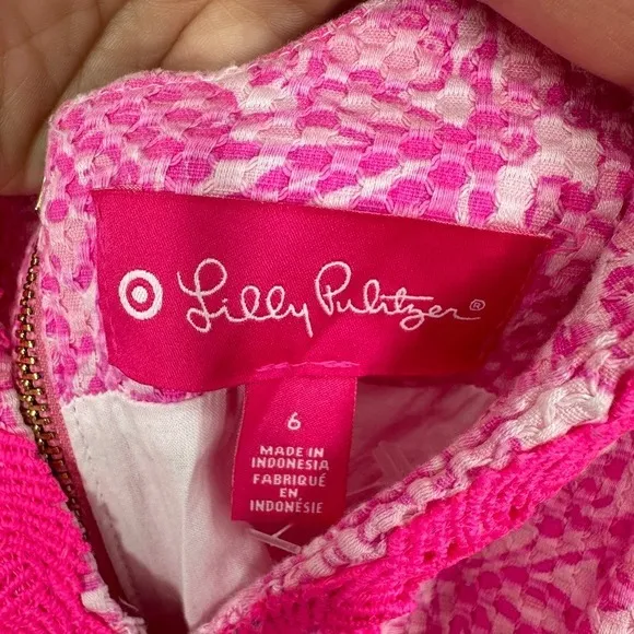 Lilly Pulitzer Target Collab Pink‎ White Paisley Lace Trim V Neck Dress Size 6 - Image 5