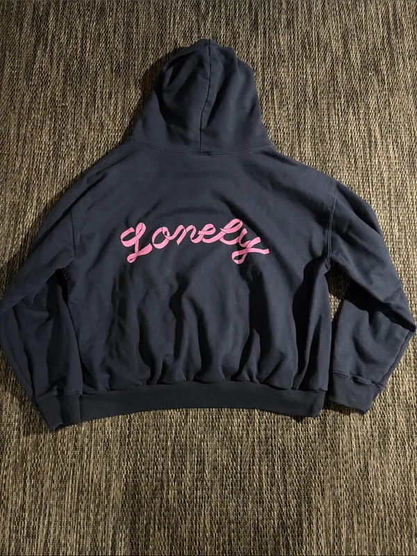 Lonely Ghost Hoodie Pullover Sweatshirt Navy Pink Bow Logo Size XL - Image 2