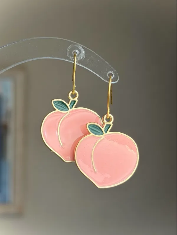 Handmade peach fruit Kawaii y2k funky pop style necklace🍑 - Image 6