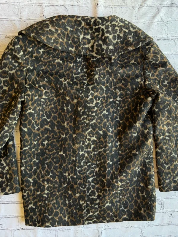 The Hinge Double-Breasted Leopard Car Coat Pea Animal Print Womens Small Classic - Image 14