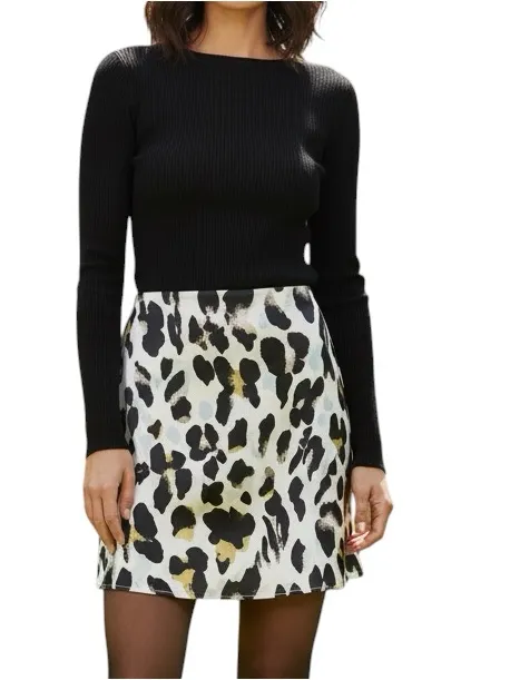 Wishlist Leopard Print Satin Mini Skirt size L - Image 2