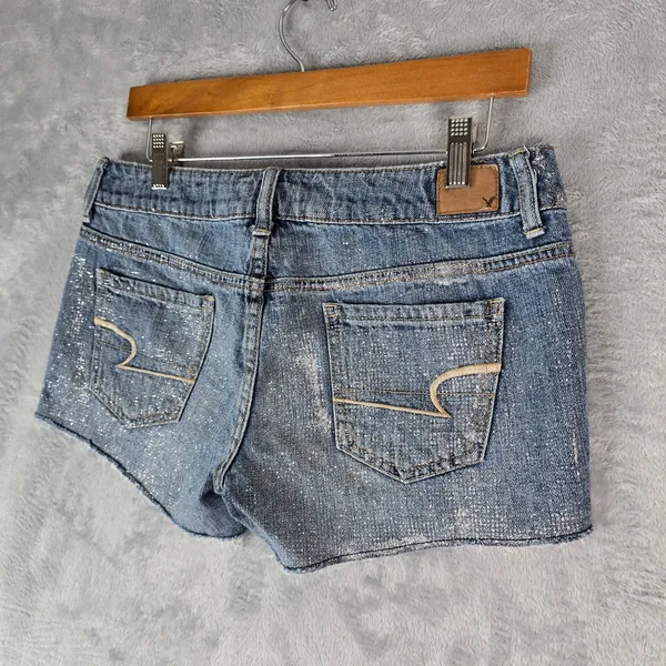 American Eagle Shorts Womens 6 Blue Sparkly Bedazzled Booty‎ Short Hot Pants - Image 4