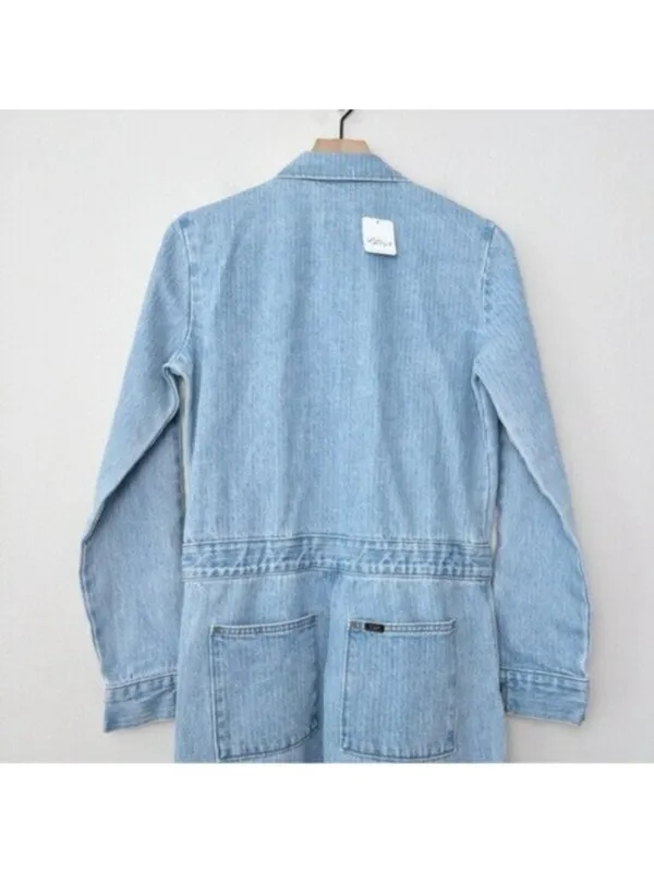 NWT Free People x Lee Union-Alls Coverall Denim Jumpsuit S Sky Blues Stripe - Image 12