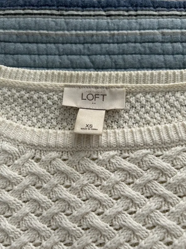 Loft Cottage Coastal 100% Cotton Sweater Women Ivory Size XS - Image 3