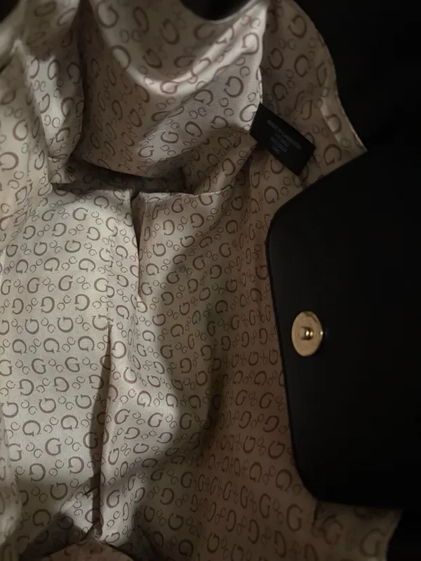 Guess Black Logo-Print Tote with Gold Hardware - Image 7