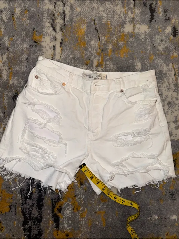 NWT We The Free People Maggie White Distressed Shorts size 26 - Image 7