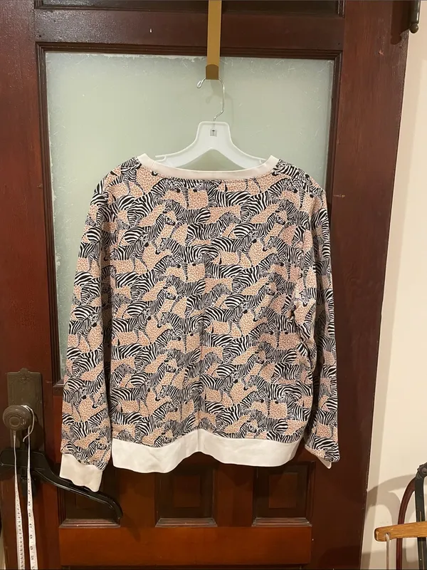 J. Crew Cream and Black Zebra-Print Crewneck Sweatshirt - Image 3