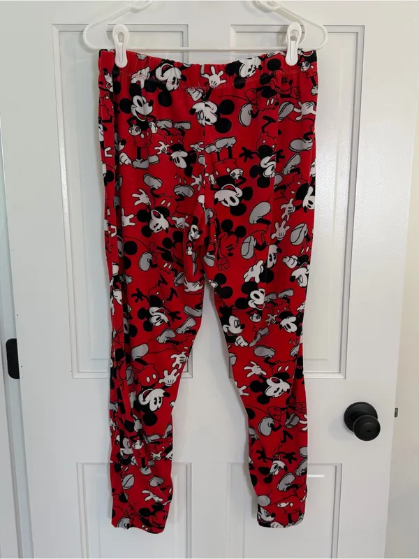 Disney Mickey Mouse Red Allover Print Pajama Jogger Pants L - Image 2