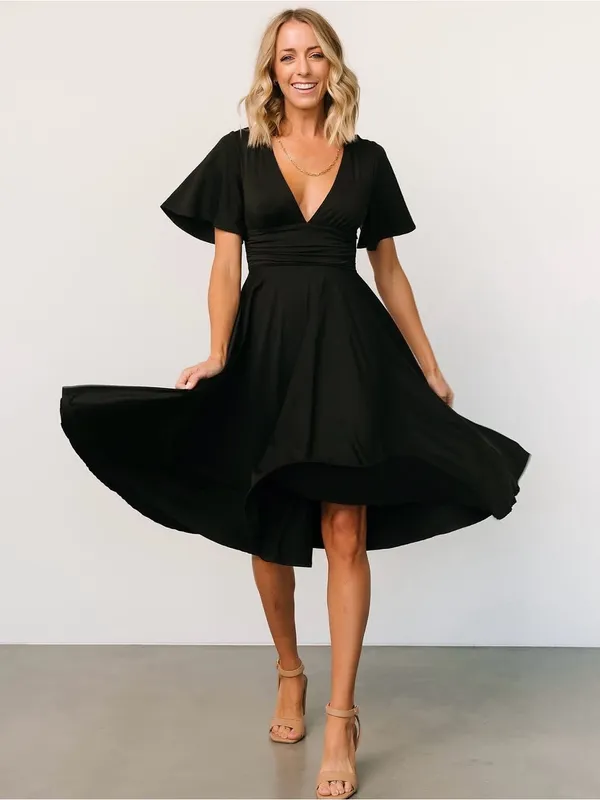 Baltic Born NWT Janette Midi Dress Sz M Black Boho Chic Feminine Flowy Romantic - Image 2