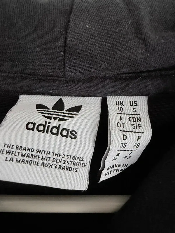 Adidas Originals Trefoil 3 Stripe Cropped Hoodie Black S - Image 2