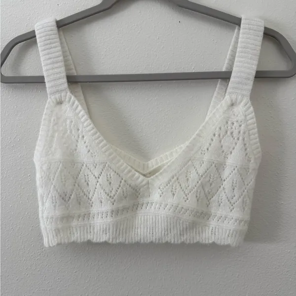 Revolve For Love & Lemons Coquette Open Knit Blanca Crochet Crop Top size small - Image 7
