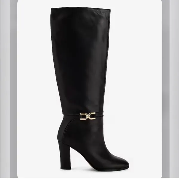 Express leather buckle heeled tall boots size 9 - Image 2