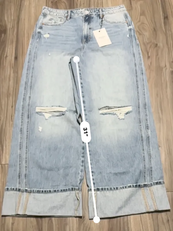 Hidden Jeans High-Rise Light Blue Extra Wide Leg Distressed Jeans - Image 8