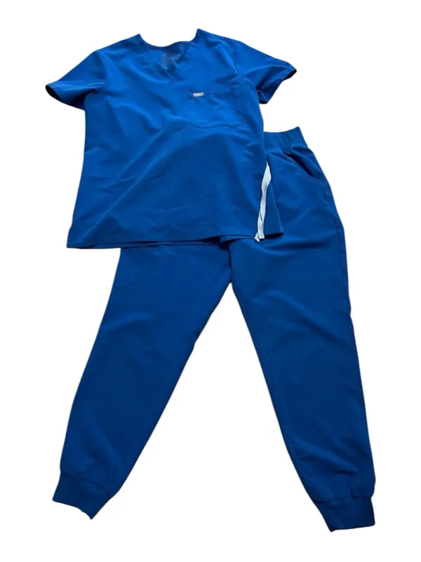 FIGS Technical Collection Scrub Set Royal Blue Size Large Jogger Top Combo - Image 2