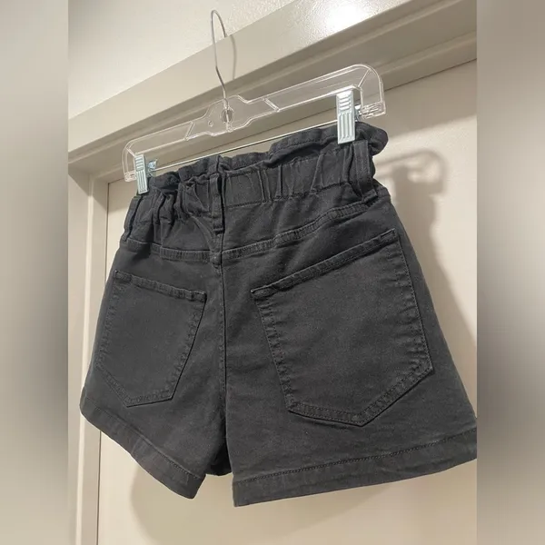 Target Black Stretchy Denim Elastic Waistband Paper Bag Shorts - XS - Image 4