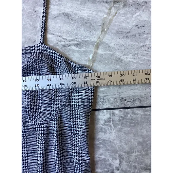 Just Polly New York Glen Plaid Bustier Mini Dress Black White Slit Sleeveless L - Image 2