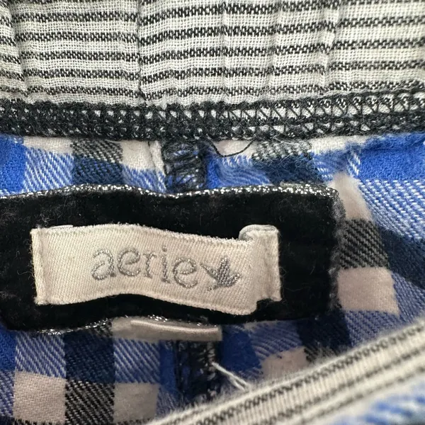 Aerie Size Medium Pajama Pants Blue Black Plaid Drawstring‎ Waist Sleepwear Pjs - Image 5