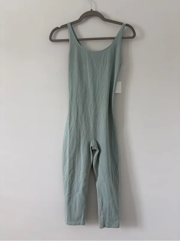 LACAUSA Flow Arya Sleeveless Open Back Organic Cotton Jumpsuit Sea Glass NWT S - Image 3