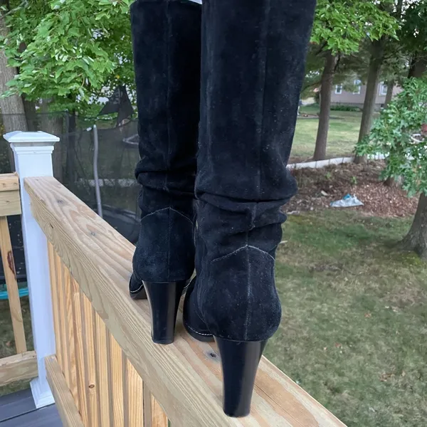 Franco Sarto EMA Women Black Suede/Leather Mid Calf Boots Sz 9.5 - Image 5