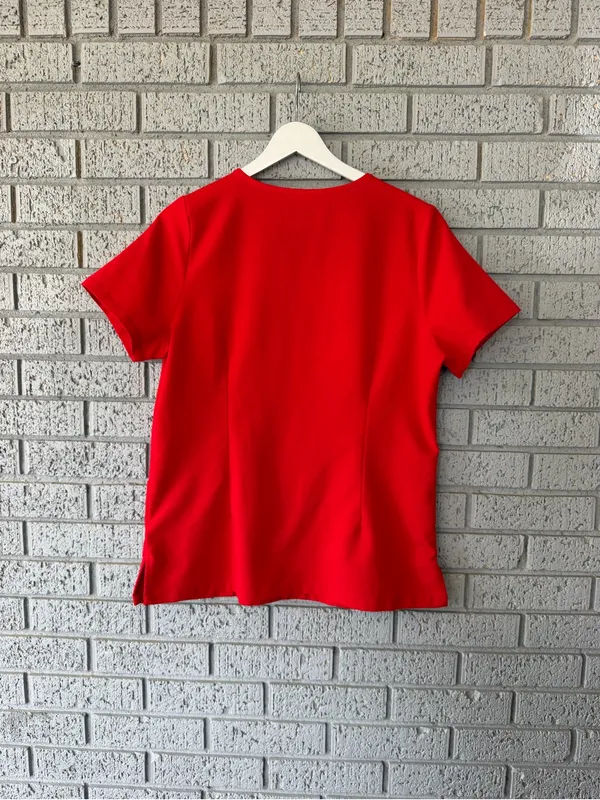 Mandala 6 Pocket Scrub Top Bright Red Women's Size Small - Image 4