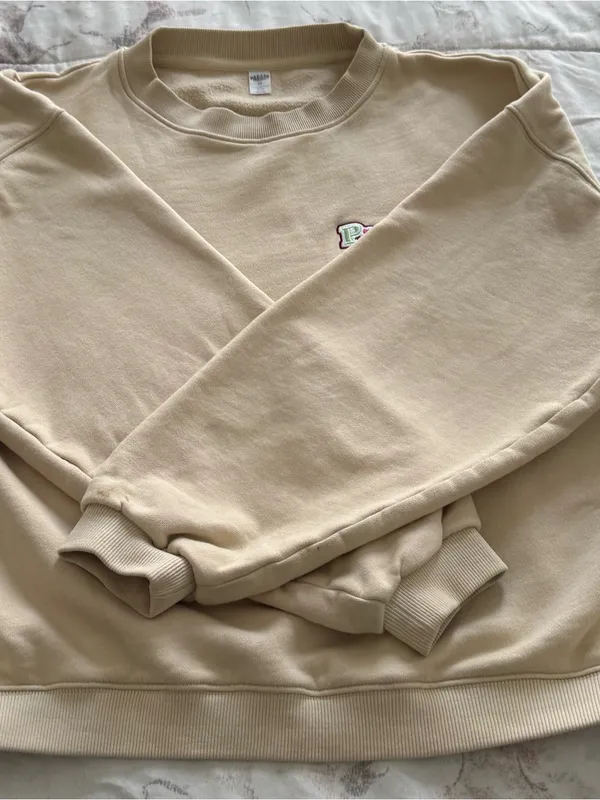 Parade Beige Embroidered Crewneck 100% cotton Sweatshirt, size M loungewear - Image 10